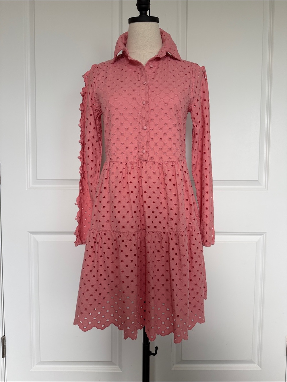 Antonio Melani Patricia Pink Eyelet Button Front Cotton Dress